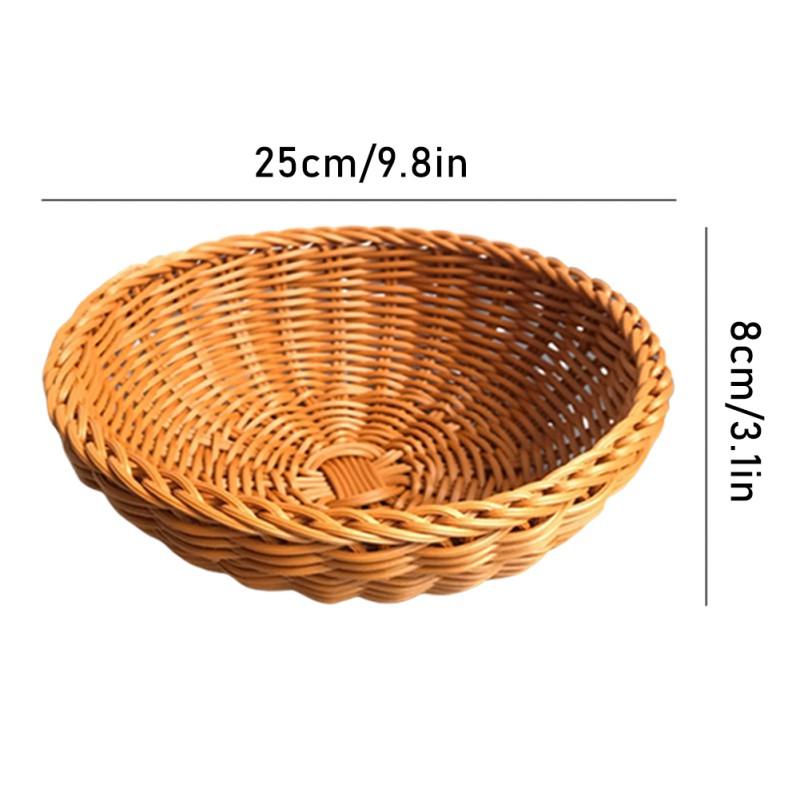 22/25cm Round Natural Fruit Baskets Food Storage Bowl Decorative Rattan Wicker Serving Basket For Dessert Snacks Bread Baskets