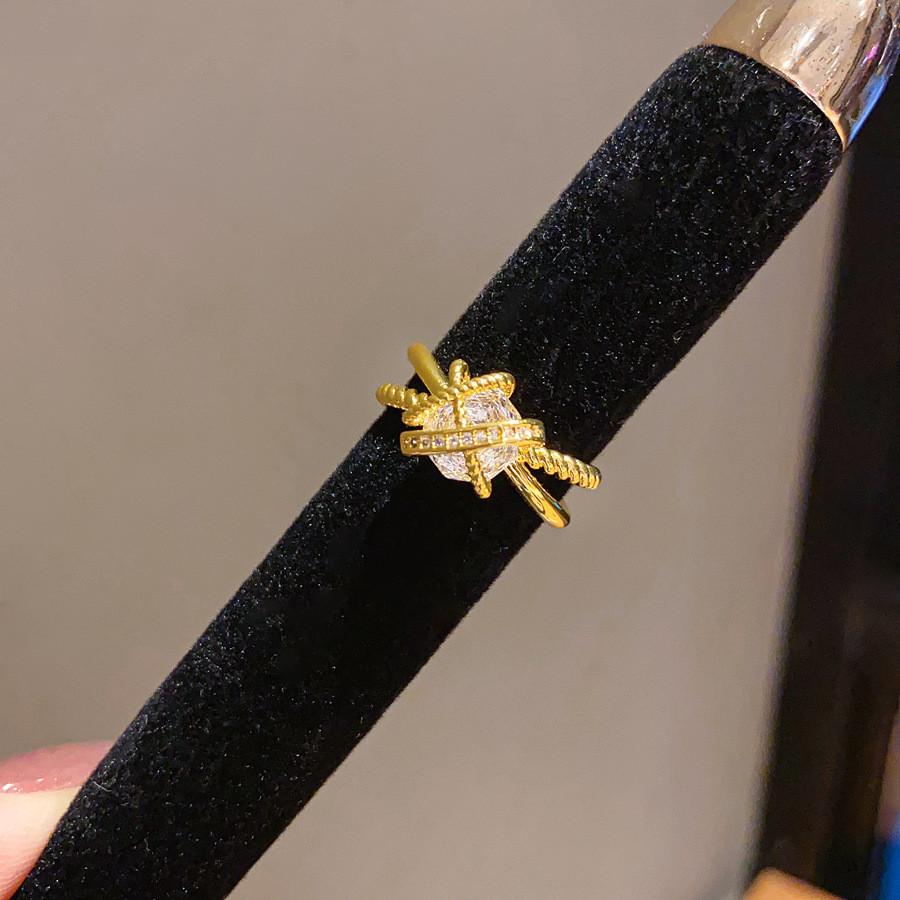 Geometric Zircon Flower Oval Fashion Open Ring For Women