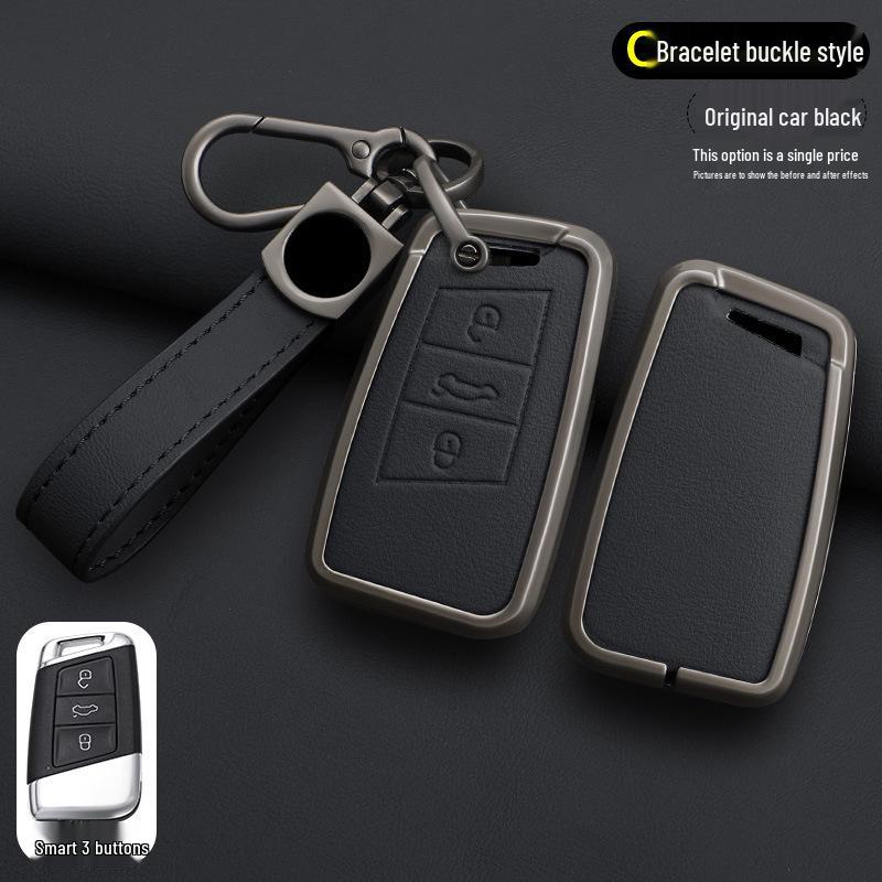 Volkswagen Key Case for Magotan, Passat, Tiguan, Sagitar, Tayron, CC, Lavida - Men's Car Key Shell with Buckle