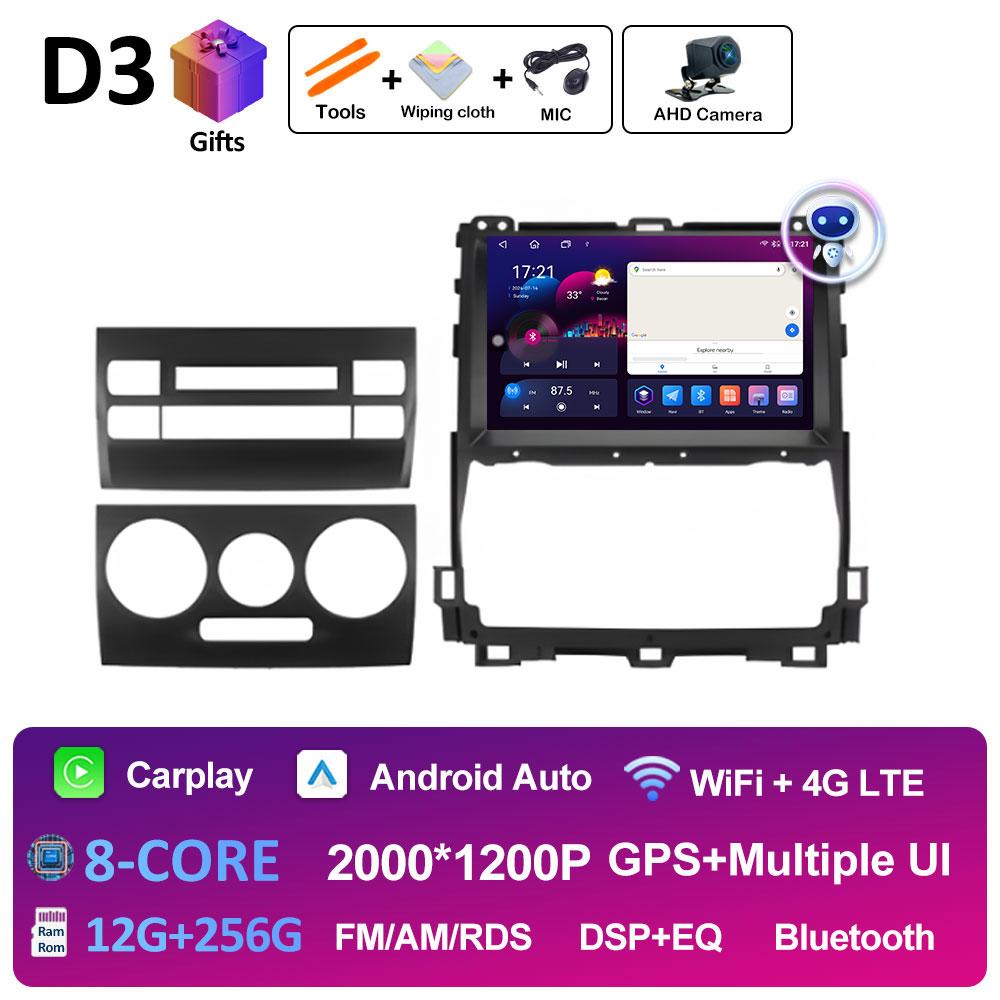 DSP Stereo For Toyota Land Cruiser Prado 120 3 III 2002 2003 2004 2005 - 2009 Android 14 Wireless Carplay GPS Navi 4G Head Unit