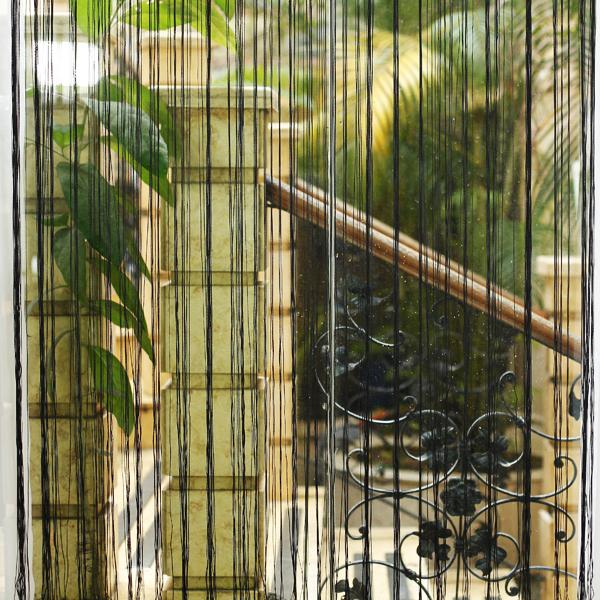 Fringe Window Divider Tassel Hanging String Door Curtain Black
