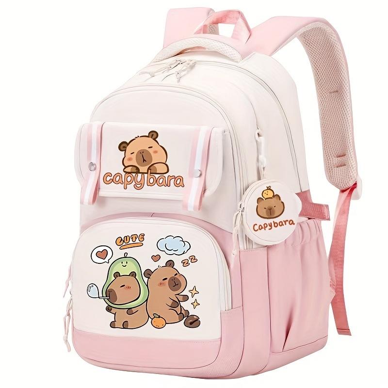 

Милый детский школьный рюкзак с принтом капибары, тренд колледжа, для учеников начальной и средней школы, большой вместимости