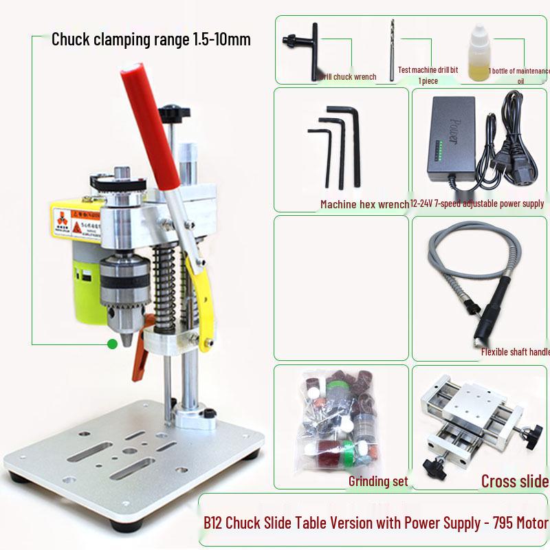 Desktop Precision Drill for Mobile Phone and Watch Repairs - Compact Electric Bench Press and Grinding Tool