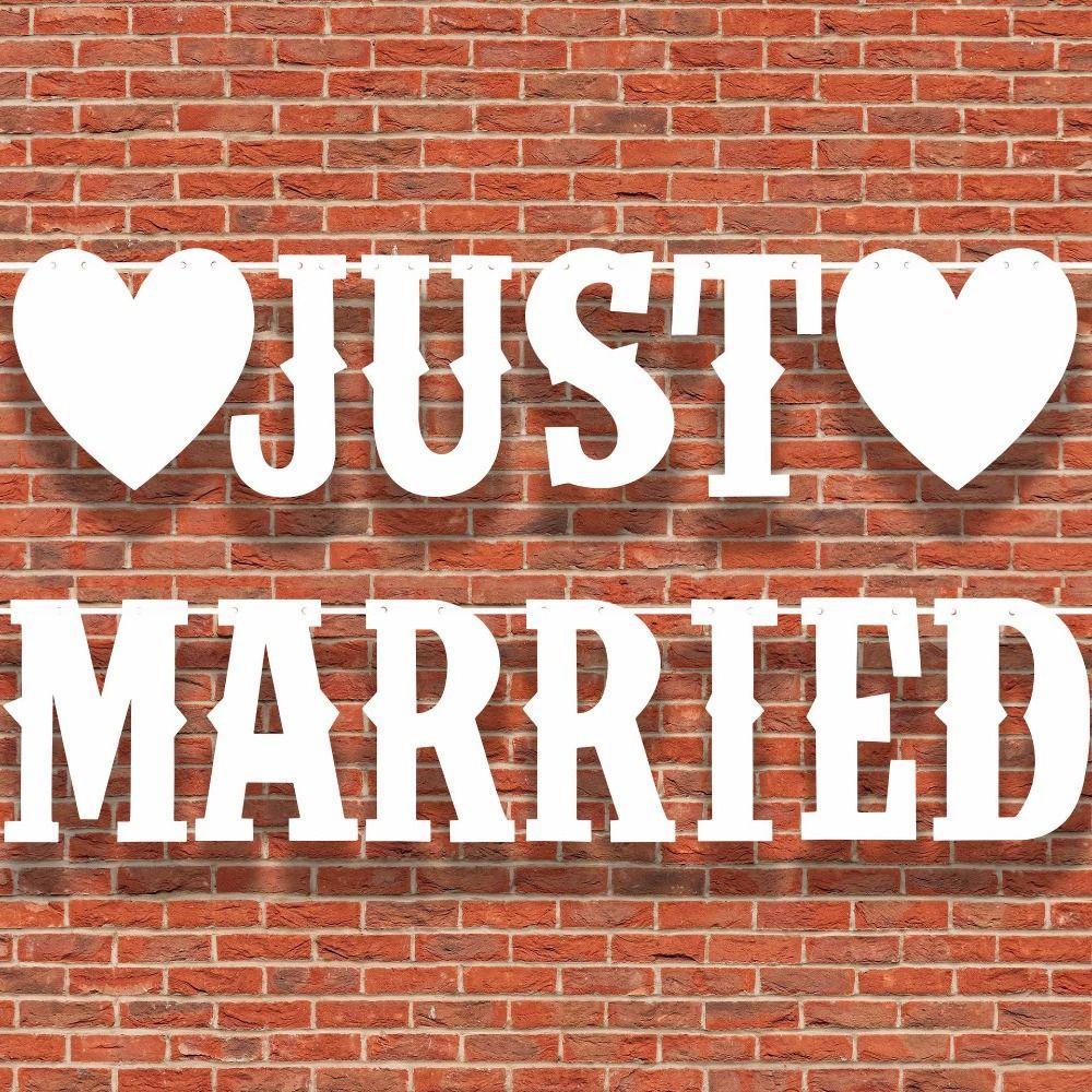 Just Married Letter Banner Bridal Shower Paper Garland Bunting Banner  Party Decoration Supplies