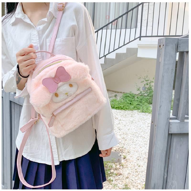 Cute Japanese Style Lolita Rabbit Plush Backpack For Kids