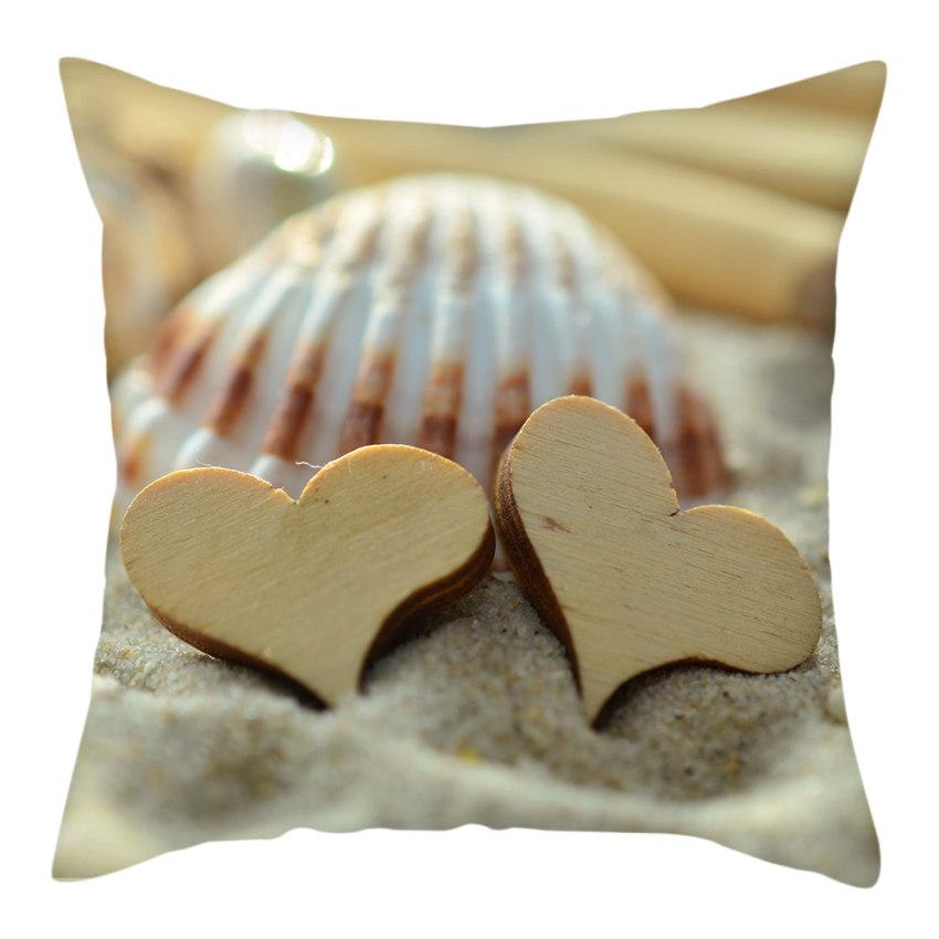 Beach Decoration Pillowcase Natural Landscape Starfish Conch Shell Printing Pillow Home  Sofa Cushion Cover 45x45cm