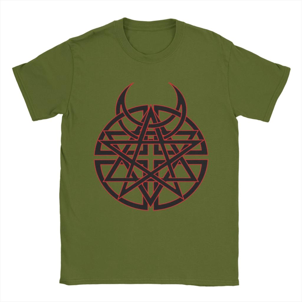 Red horns hexagram Disturbed Music Men T Shirts  Leisure Tees Short Sleeve O Neck T-Shirts 100% Cotton Gift Clothing