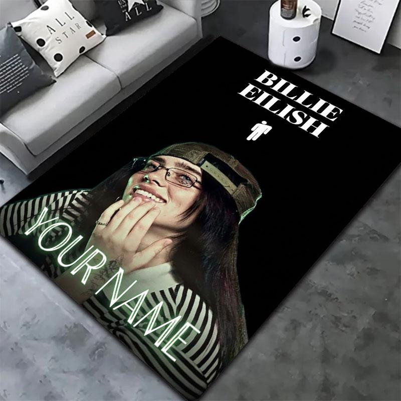 Billie Eilish Custom Name Carpet Rug for Living Room Bedroom Home Sofa Decoration,Kids play Non-slip Floor Mat