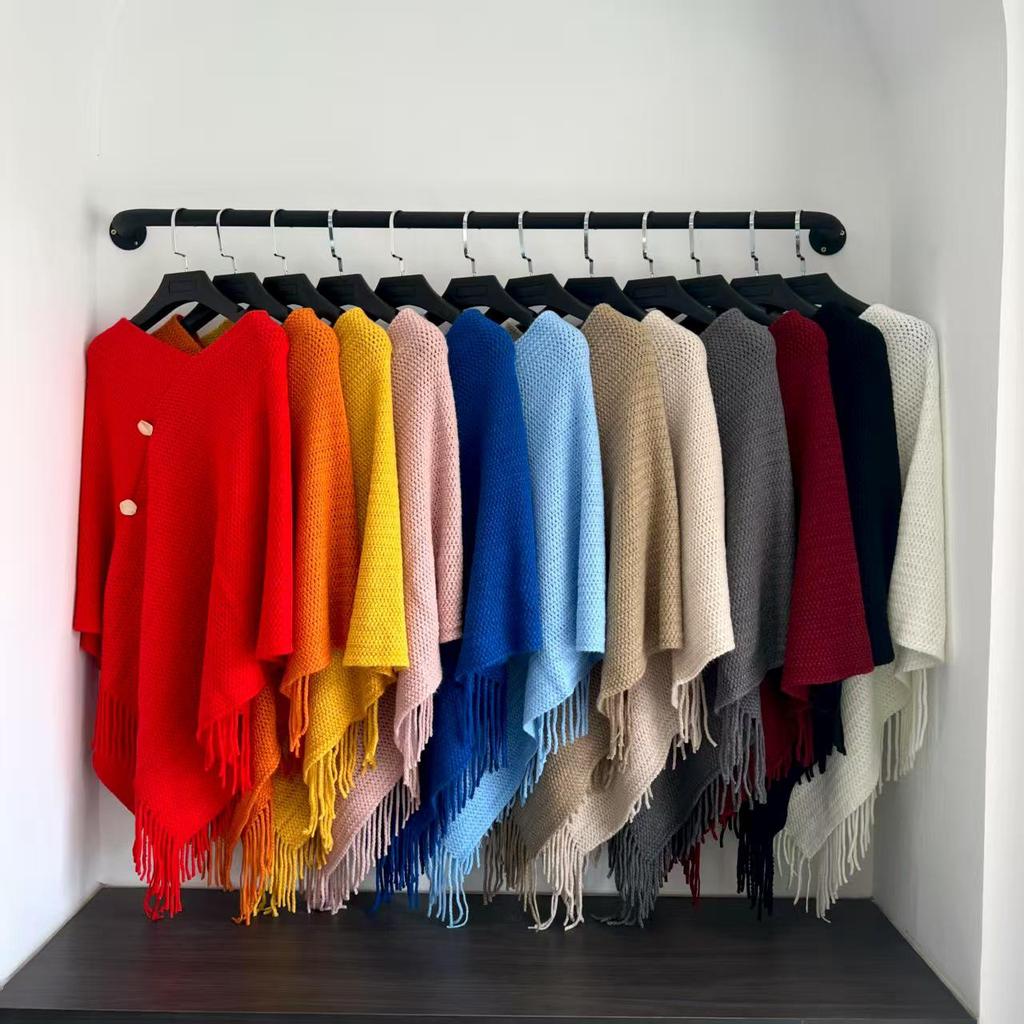 Damen Strickpullover Schal in Unifarbe: Vielseitiger Frühlings- und Herbst-Cardigan-Schal für klimatisierte Räume.