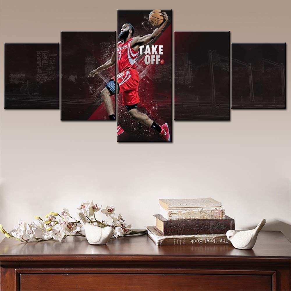 5Pcs Basketball Star Player Sports Gym 5 Pieces Pictures Canvas Paintings Wall Poster No Framed 5 Panel Room Decor Abstract Art
