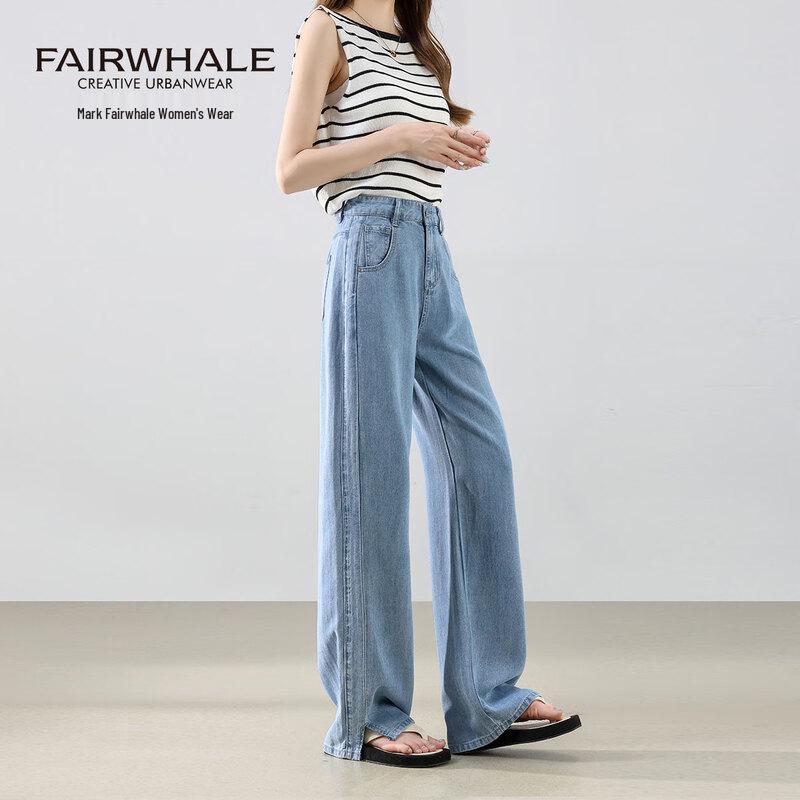 Mark Fairwhale Women's High-Waist Lyocell Tencel Straight Wide-Leg Jeans