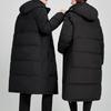 Luxury high-end winter long over-the-knee solid color loose thick windproof down jacket for men and women couples