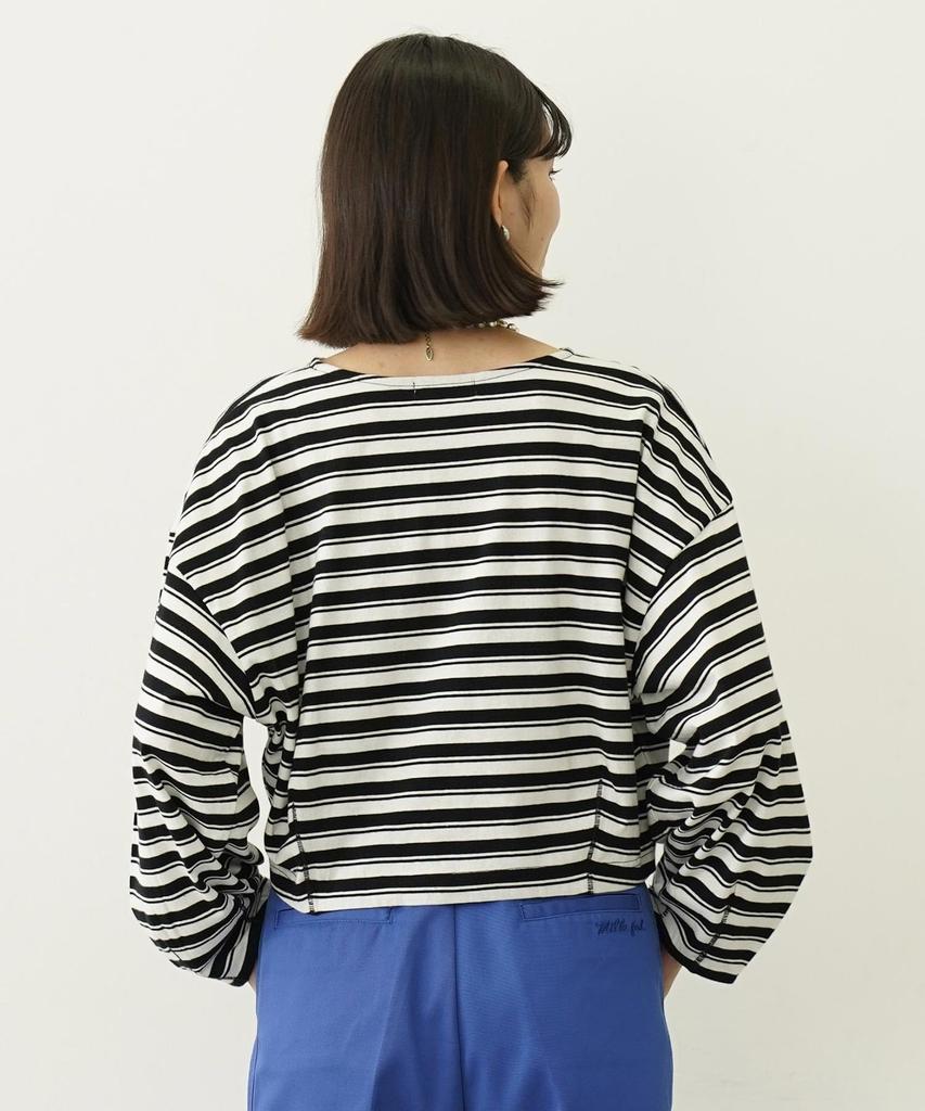 Milkfed Casual Tuck Stripe Long Sleeve Top in White Women's