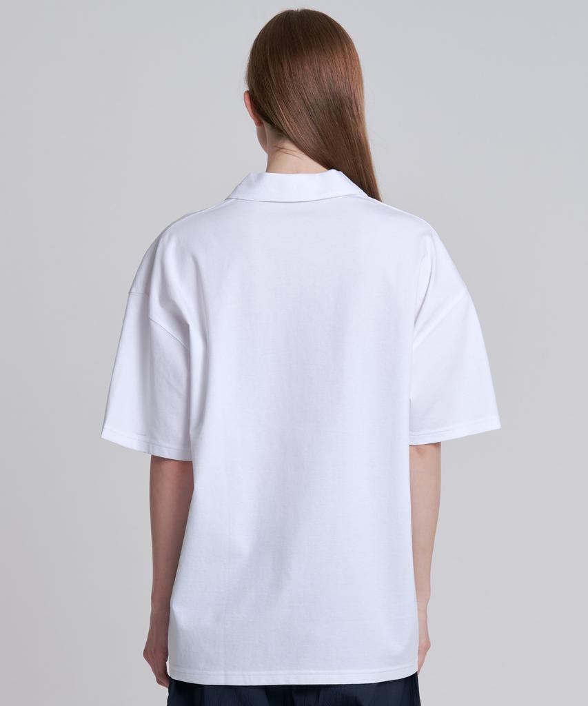ZNOTHER Tennis Open Collar Short Sleeve T-Shirt White