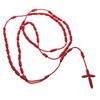 Handgefertigter geknoteter Rosenkranz mit Kreuz-Anhänger Rotes Seil Rosenkranz-Halskette Kordel, Schwarzer Faden Rosenkranz Katholisch & Spirituell Gebetsgeschenk