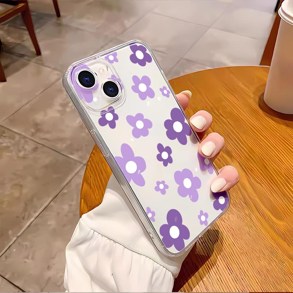 Simple flower mobile phone case Apple 16 transparent case iphone17 protective case 11promax soft case 13 anti-drop 15