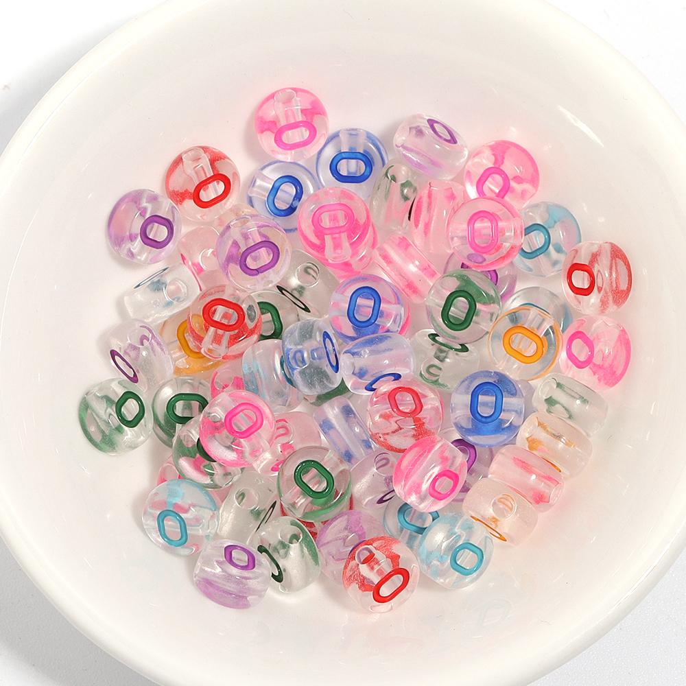 100Pcs Acrylic Flat Letter Beads Colored Alphabet Clear Round Loose Bead For Bracelet Necklace Charms Jewelry Making Accessories