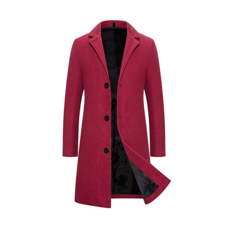 Frühling Herbst Neue Lange Baumwolle Mantel Neue Wollmischung Reine Farbe Casual Business Mode Herrenbekleidung Schlank Windjacke