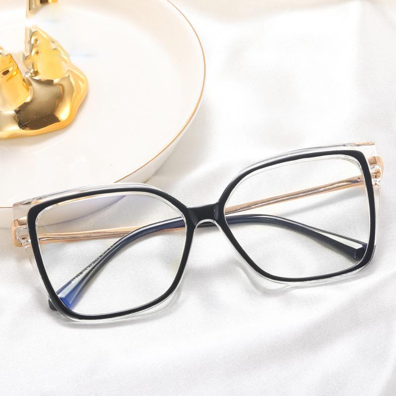 Stylowe okulary korekcyjne Minus Myopia dla kobiet, lampart, duża kwadratowa oprawka, metalowa, przeciw niebieskiemu światłu, 0~-6