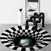 3D Illusion Halloween Black & White Round Carpet for Bedroom & Living Room