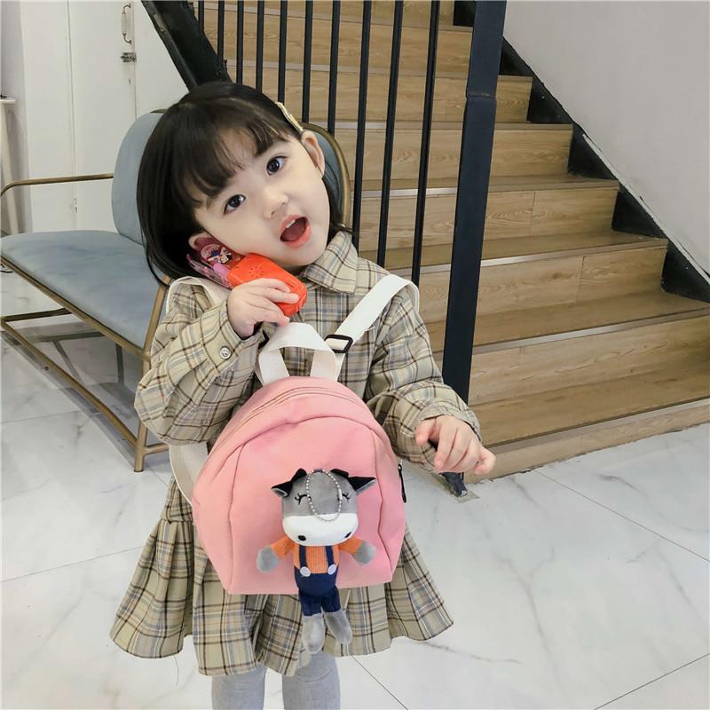 Cute White Belt Pants Cow Rabbit Cat Plush Toy Decoration Children Backpack
