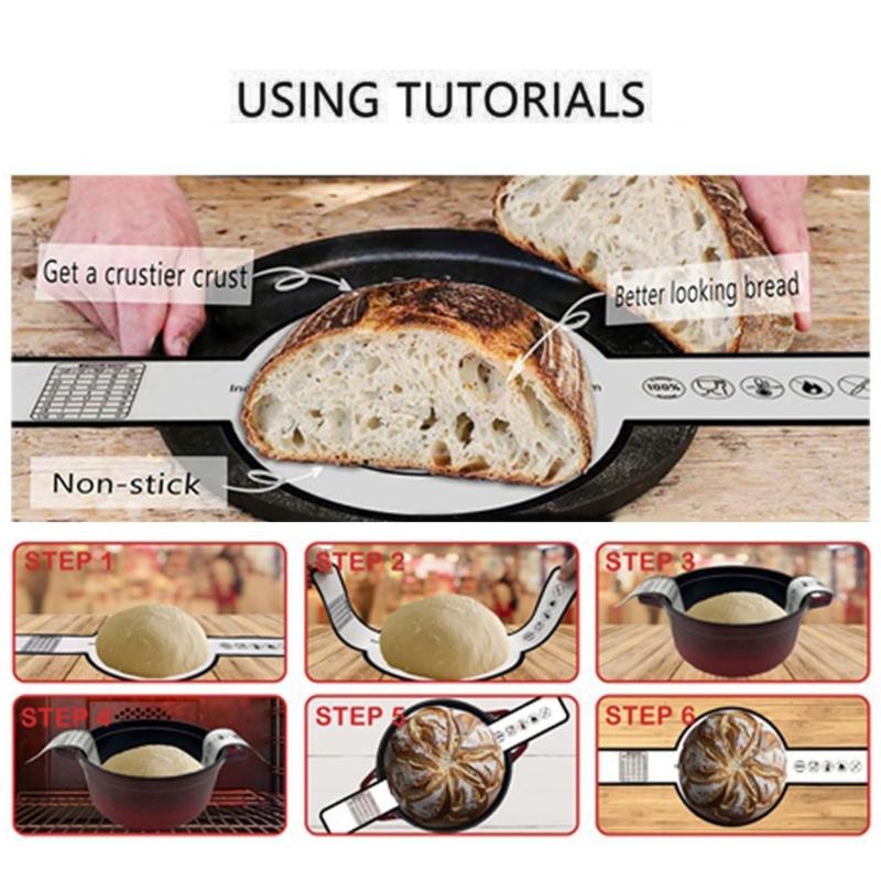 Convenient and Safe Bread Transfer Practical Bread Transfer with Long Handle Silicone Bread Slings Dutch Ovens Liner