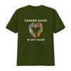 Mens Cancer Sucks Awareness T Shirt with Multicolor Ribbon Design for Breast Prostate Lung Skin Colon Causes vintage Washed