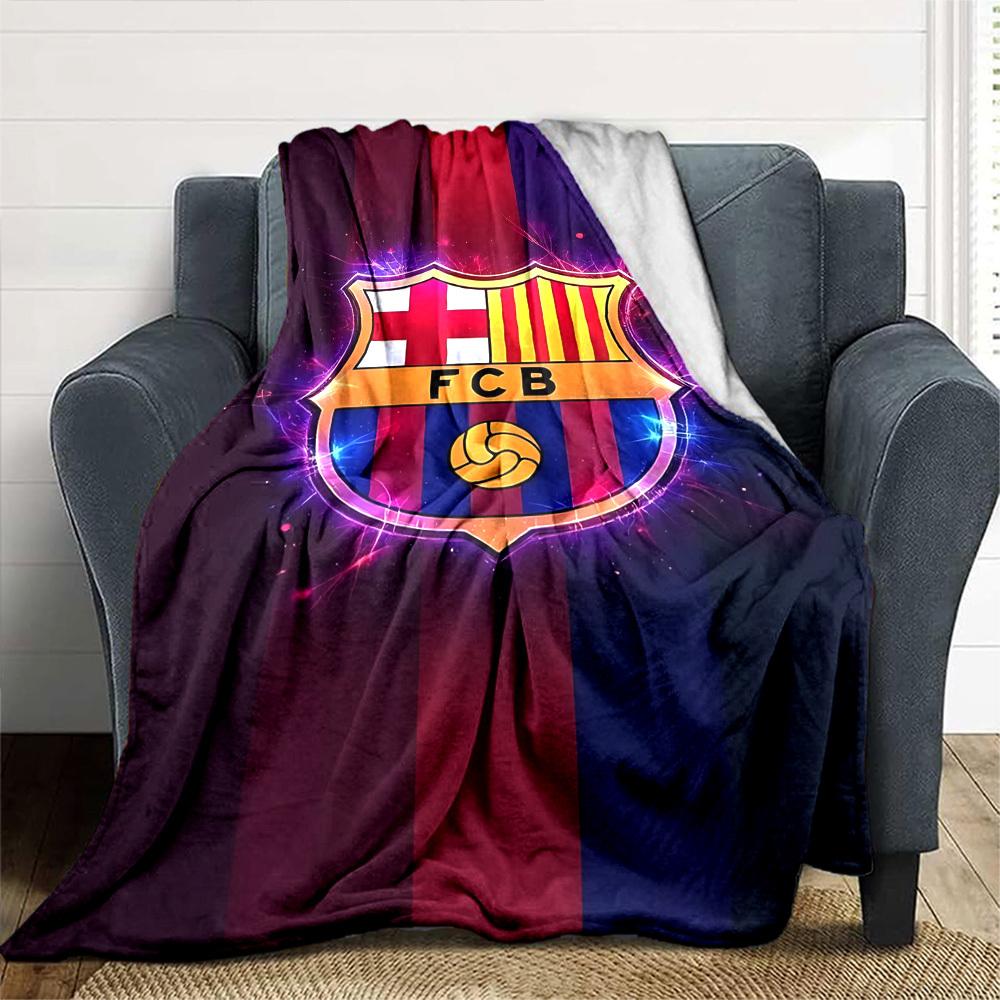 1pc FC Barcelona Soft Warm Throw Blanket Nap Blanket For Couch Sofa Office Bed Camping Travel,Comfortable
