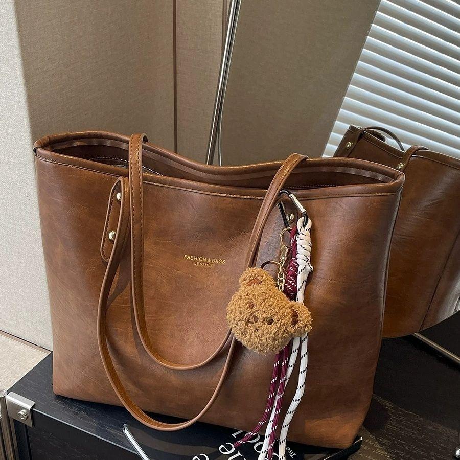 Commuter Large Capacity Bag Women's High-Value Casual Retro Shoulder Bag College Student Class Tote Bag