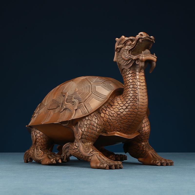 [ - ] Red Copper Turtle Decoration Crafts Dragon-Head Tortoise Decorations Opening Gifts