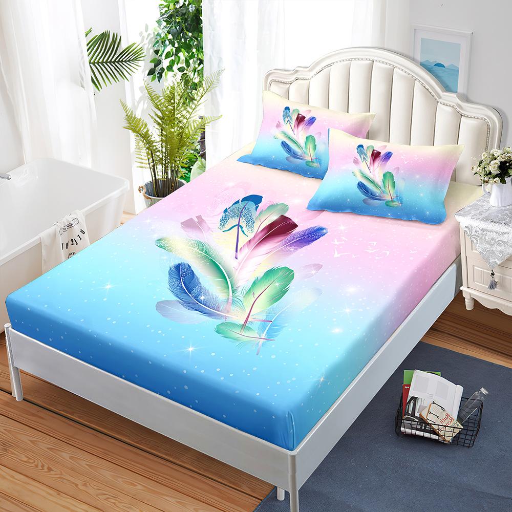 Mattress Three-Piece Cartoon Panda Gradual Change Bedspread Pillowcase Mattress Protective Cover