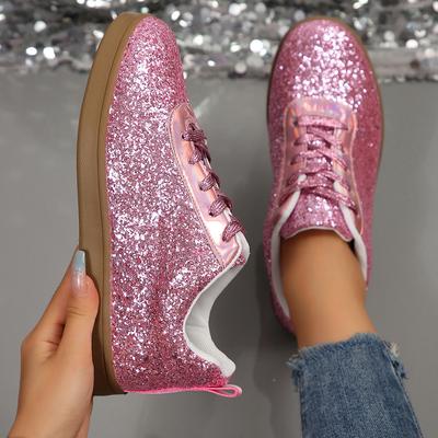 Fashion 2025 Women's Sneakers Luxury Sequined Casual Shoes Fashion Outdoor Vulcanized Shoes for Women Lace Up Flats Zapatillas De Mujer