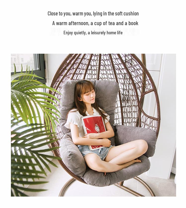 Hanging Basket Seat Cushion with Thickened Backrest - Swing & Rocking Chair Cushion for Indoor/Outdoor Use