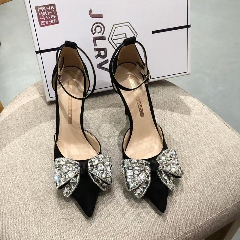 Fashion New Style Pearl Butterfly-Knot Women High Heels Sandals Sexy Thick Bottom Pointed Toe Platform Pumps Wedding Banquet Shoes