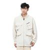 Li Ning Plain Loose Multi-Pocket Work Jacket Men Jackets Off-White AJDT539-1