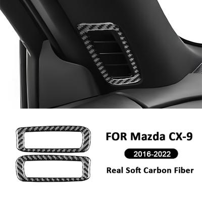 Para Mazda CX-9 2016- Fibra de Carbono Coche Puerta Interior Pilar A Salida de Aire Panel de Ventilación Marco de Moldura Pegatina de Decoración Interior