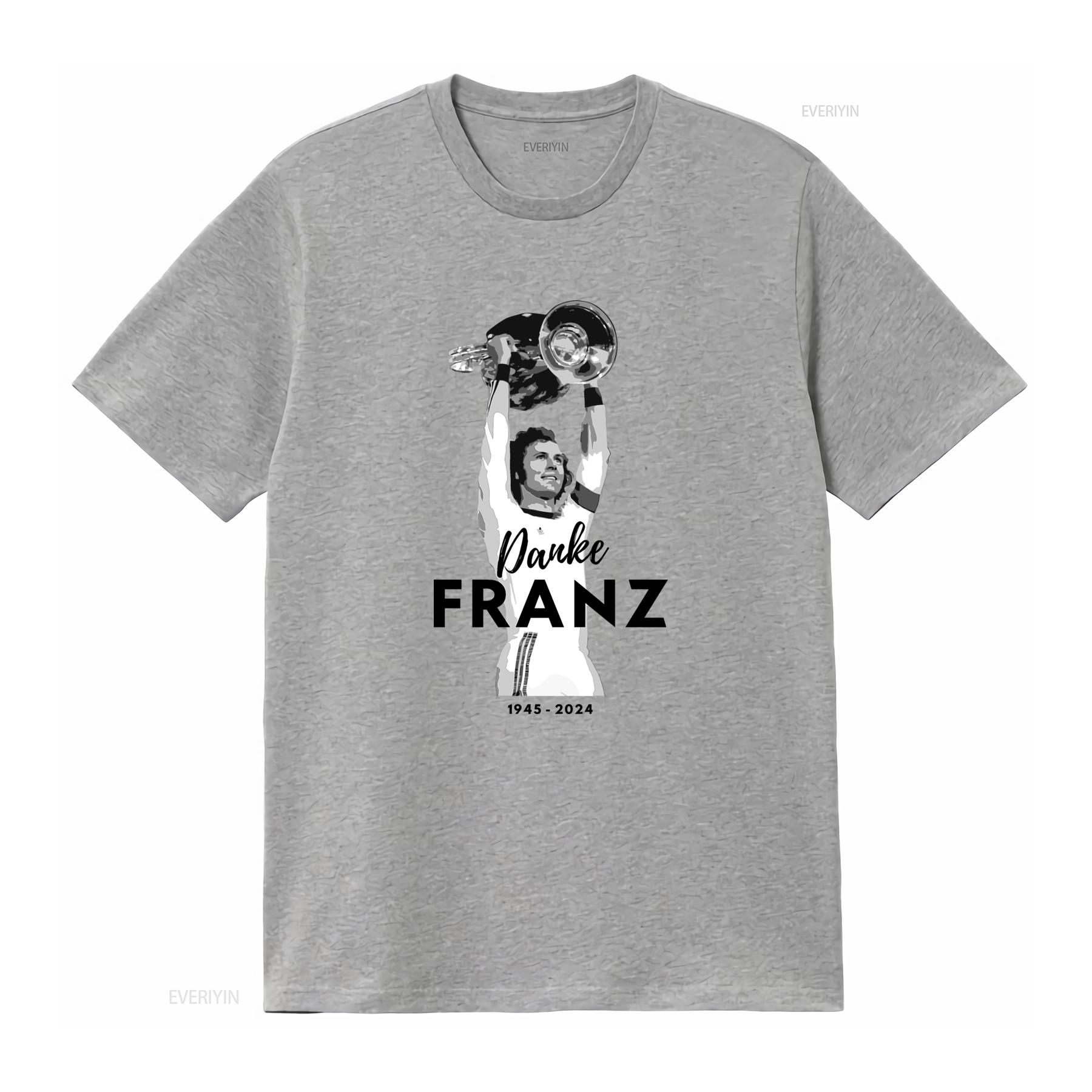 Franz Beckenbauer Tribut T-Shirt Danke 1945 2024 Gedenkdesign vintage gewaschen Vielseitig Designerkleidung Stilvoll L