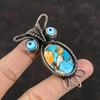 Spiny Oyster Copper Turquoise Pendant Copper Wire Wrapped Gemstone Pendant Blue Color Evil Eye Pendant Owl Pendant Handmade Copper Jewelry
