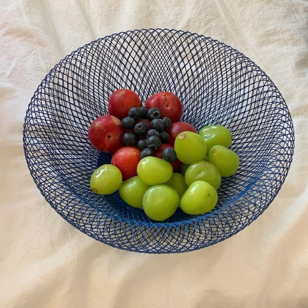 Round Iron Art Fruit Basket Hollow Fruit Vegetable Basket Mesh Fruit Snacks Basket  Picnic