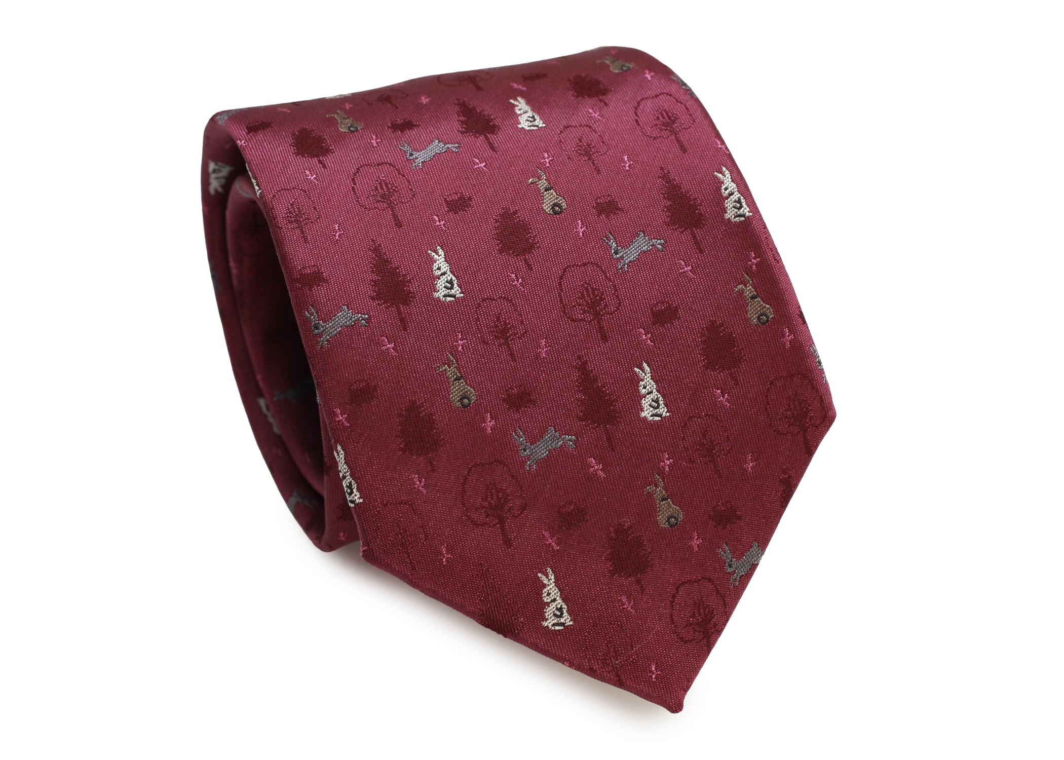 [SIMON CARTER] Simon Carter Rabbit Forest Silk Tie (Wine Red)