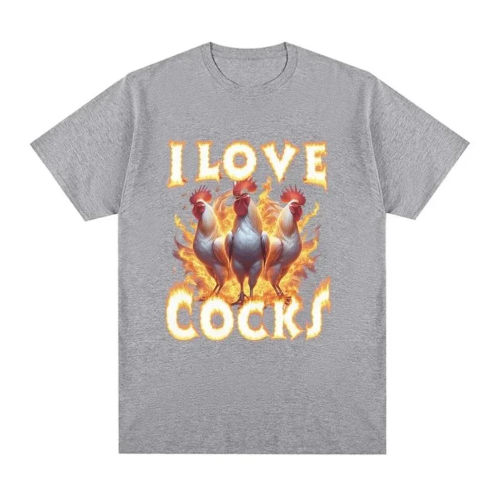 Streetwear Lässig Ich liebe Schwänze Lustiges Hähne Meme T-Shirt Hühnerliebhaber Kurzarm Herren Damen Extra Groß Kleidung T-Shirts