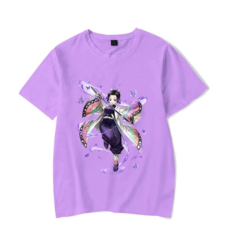 New Women's Fashion Funny Kochou Shinobu Print T Shirt Summer Unisex Loose Casual Plus Size Anime Graphic Tee Tops