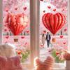 Hot Air Balloon Window Cling Happy Valentine's Day Heart Shape Balloon Static Glass Sticker Waterproof Wedding Holiday Party Window Decoration Decal