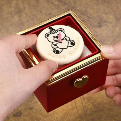 Cute Bear Flip Ring Box Creative Surprise Jewelry Box Mini Cake Automatic Flip Ring Case for Girlfriend Gift Surprise Box