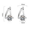 New  Sterling  Zircon Crystal Earrings Simple Geometric Design Engagement Jewelry Gift for Women