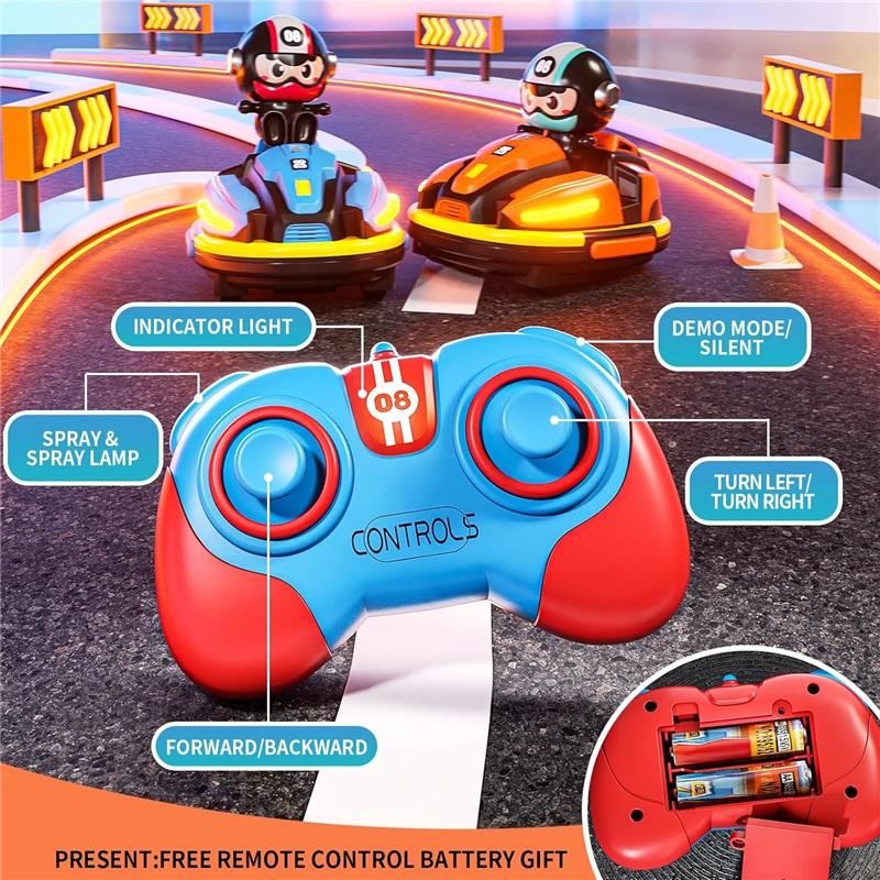 RC Battle Bumper Car Toy for Toddler Boy Girl Catapult Robot Karting Toy with Music Light RC Battle Game for Kids Family Battles