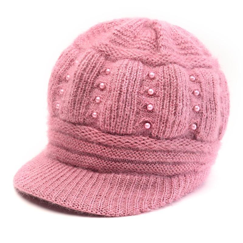 Winter new wool knitted hat women's fleece thickened hat thermal ear protection hat