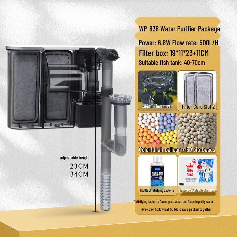 Wall-Mounted Aquarium Filter: Compact 3-in-1 External Purification & Circulation System
