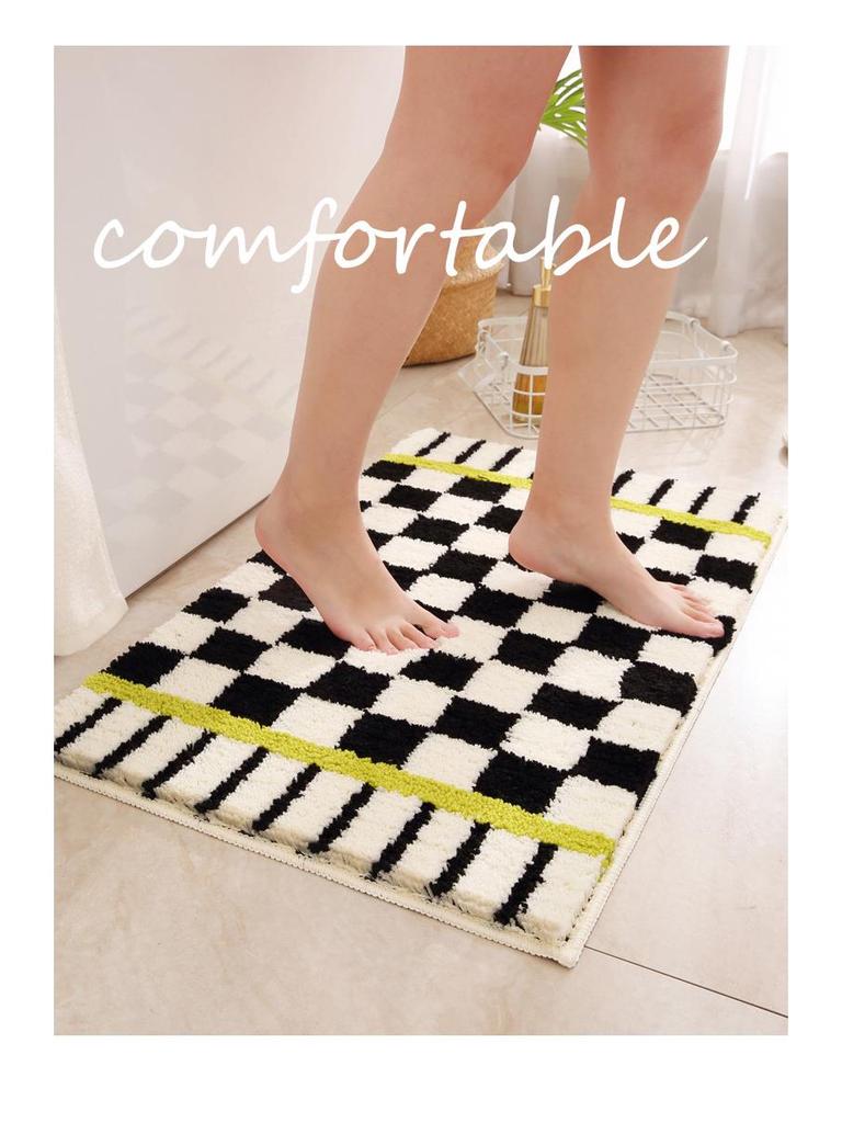 Grid Water-Absorbent Quick-Dry Anti-Slip Floor Mat for Bathroom & Bedroom