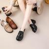 Rindsleder Slipper Damenschuhe Echtes Leder Low Top Dicker Absatz Mittelhoher Absatz Weiche Sohle Runde Spitze Bequem und Vielseitig Lässig Büro